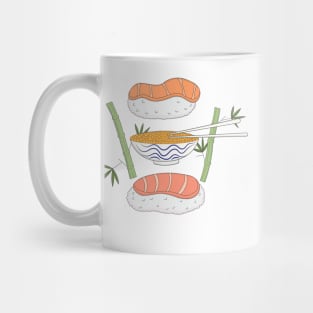 Japanese Sushi with Green Bamboo Mug